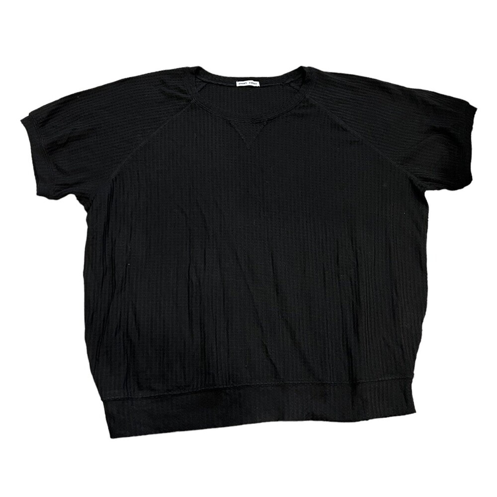 Sweet Romeo Black Waffle Knit Top 1X
